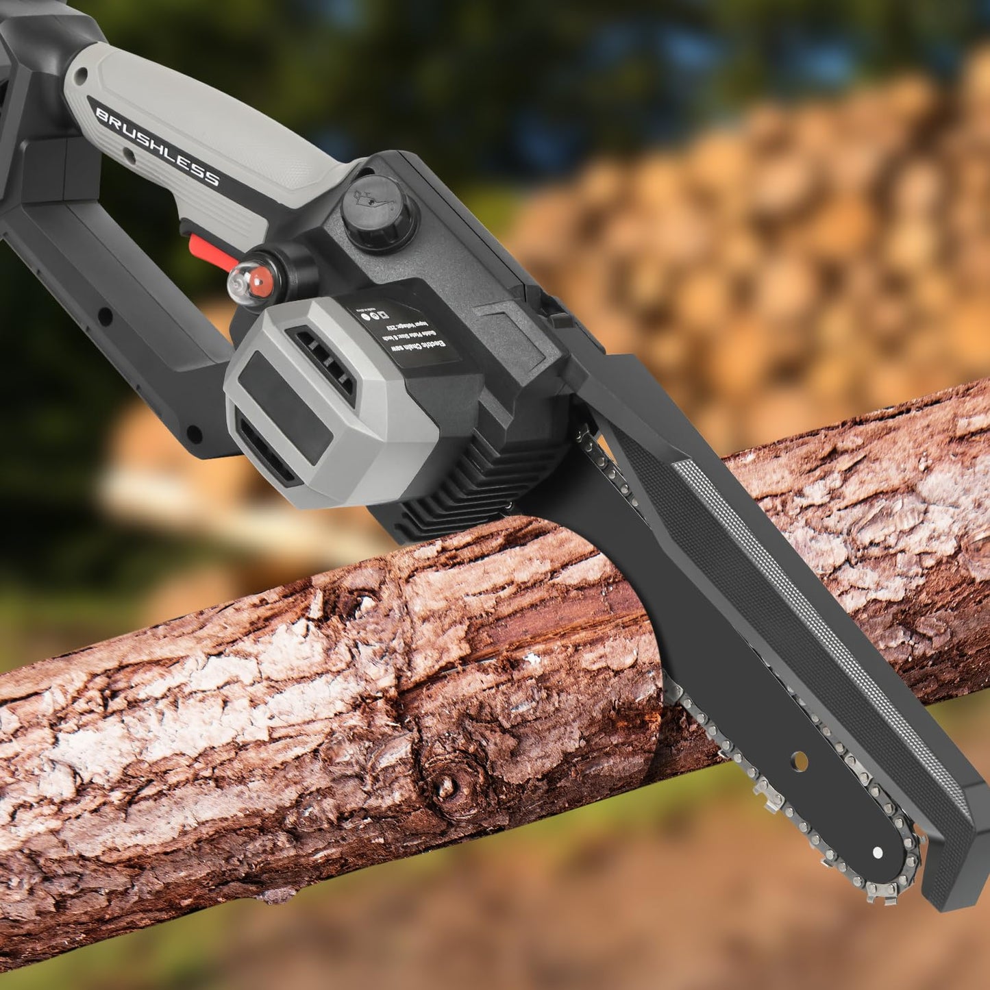 8 Inch Mini Chainsaw Cordless, 1150W 5000RPM Brushless Handheld Electric Chain Saw with Chain Guide Plate 2x3.0A Batteries and Other 6 Accessories, for Tree Branch Wood Cutting, Garden Tools Gift