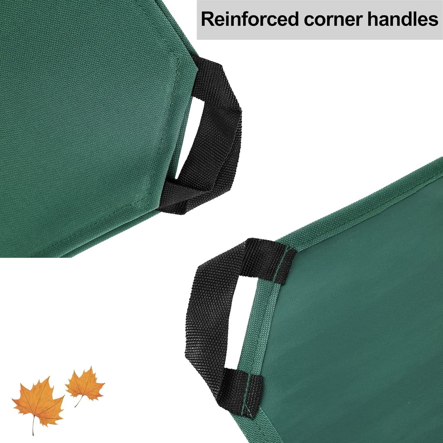 Leaf Tarp with 4 Handles Garden Waste Yard Tarps Extra Reinforced Corner Waterproof Reusable Durable Tarp Collector for Leaf Pickup,Landscape Pruning,Leaf Hauler,Tent Footprint (Green)