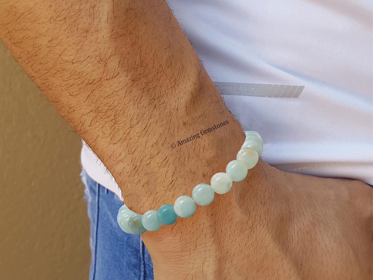 Amazing Gemstone Crystal Bracelet for Women Men's Gifts - Protection Healing Crystal Bracelet - 8mm Gemstone Beaded Stretchable Bracelet Pulseras Para Hombres Mujer Stocking Stuffers Mothers Day Gift (Amazonite)
