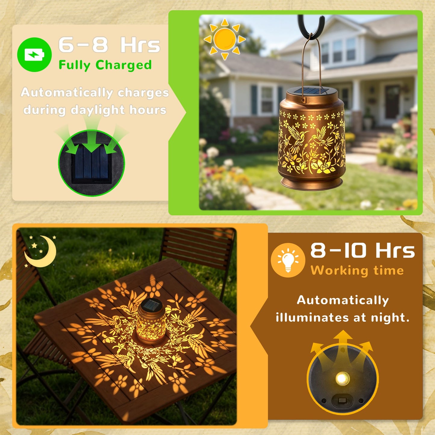Hummingbird Solar Lantern for Garden Outdoor Decor Waterproof – Hanging Metal Light Decoration for Patio, Yard, Lawn, Pathway, Backyard – Hummingbird Birthday Gifts for Women, Mom, Grandma