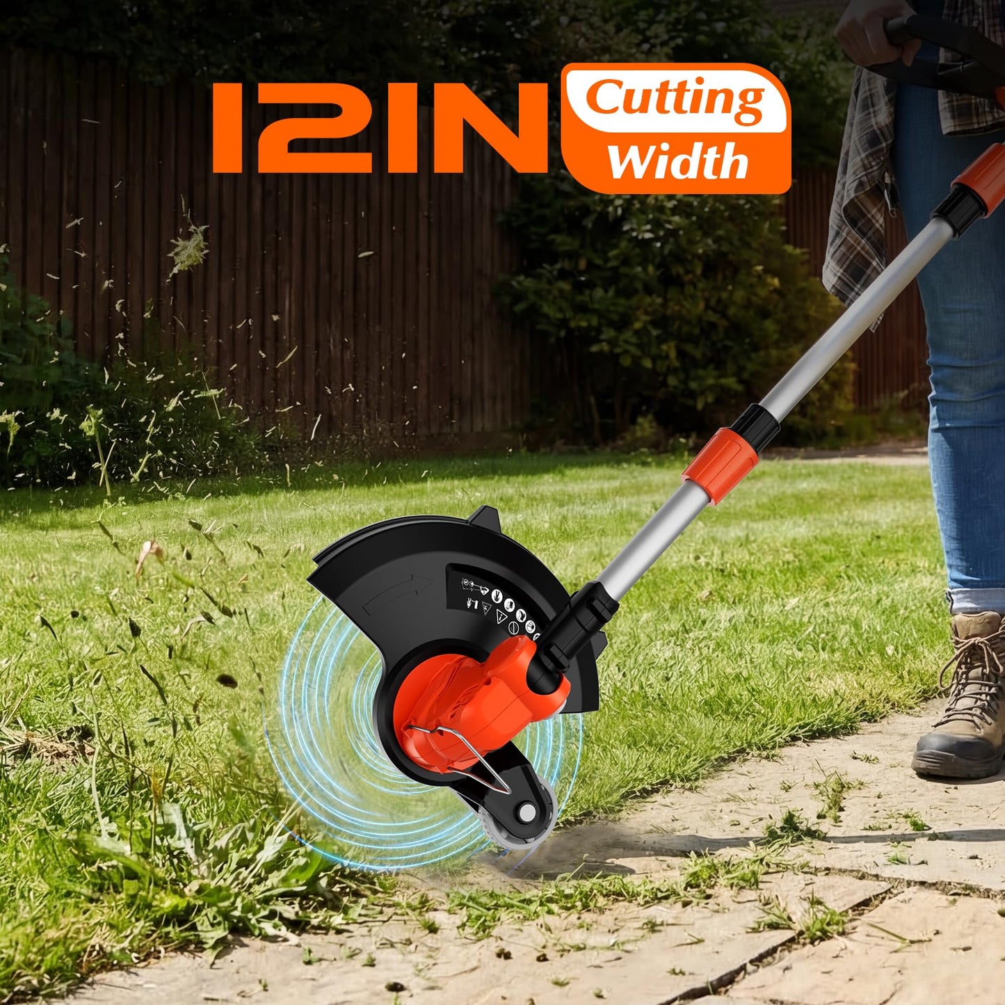 20V Electric Weed Wacker Cordless Edger Lawn Tool 2 X 2.0Ah Battery Powered Weed Eater with Charger, 12 Inch Lightweight String Trimmer, Auto Line Feed Grass Cutter Lawn Mower Garden Tools for Yard