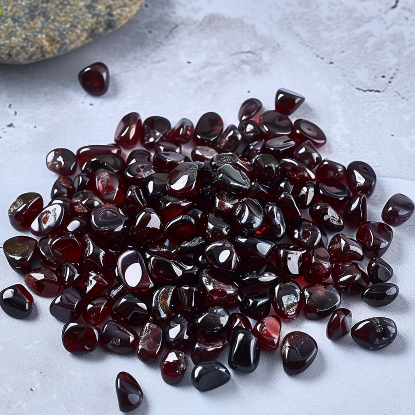 SigMntun Polished Garnet Crystal Chips 200 Pcs - 0.3" 10 oz Tumbled Stone Chips Crushed Sea Glass Stones Healing Reiki Crystal Jewelry Making Home Decoration