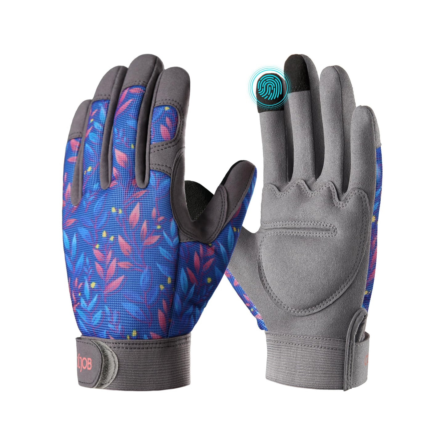 COOLJOB Small Gardening Work Gloves for Women Ladies, Thorn Proof for Rose Pruning, Cactus Handling, Blackberry Bush Planting, Puncture Resistant Anti-Slip Flexible, 1 Pair S Blue Flower