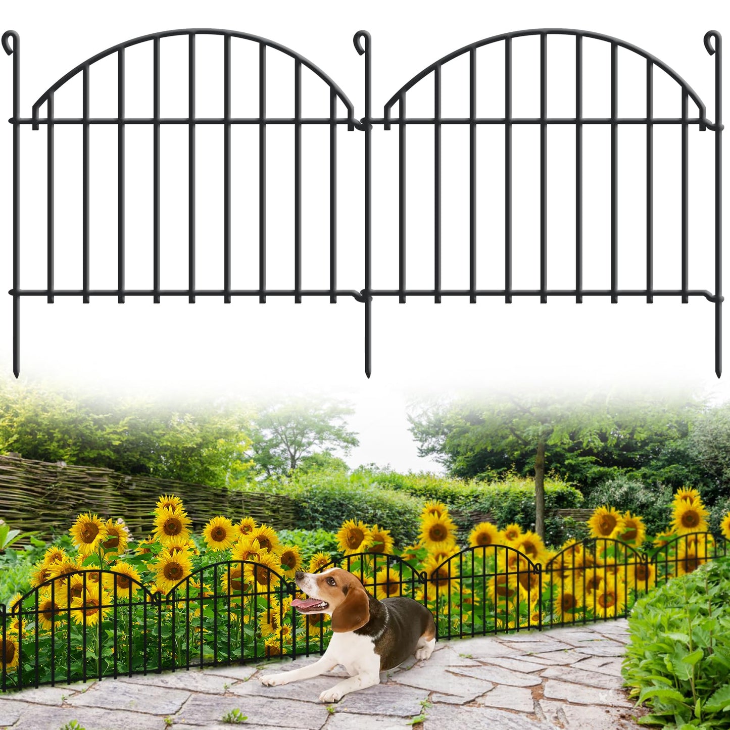 32 Panels Garden Fence, 45ft x 20in Animal Barrier Fences for Rabbits Dogs, Rustproof Metal Gardens Border Fencing, Arched Decorative Flower Bed Edging Barriers for Outdoor Yard Patio