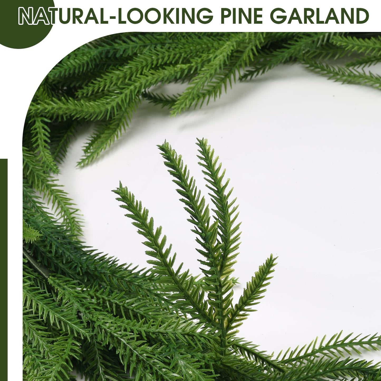 2026 Dense Real Touch Norfolk Pine Garland,Artificial Realistic,Holiday & Winter Christmas Mantel Garland, Greenery Decoration, 6FT