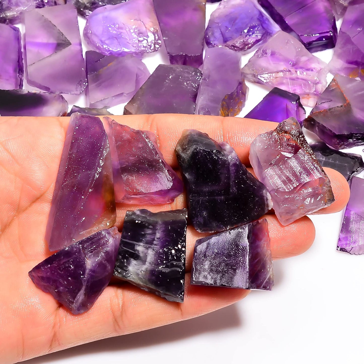 Natural Amethyst Raw Slice Gemstone- Healing Crystals for DIY Jewelry Making -Loose Natural Cabochon -Perfect for Crafting Unique Jewelry Designs (5 pcs, 25-35 mm)