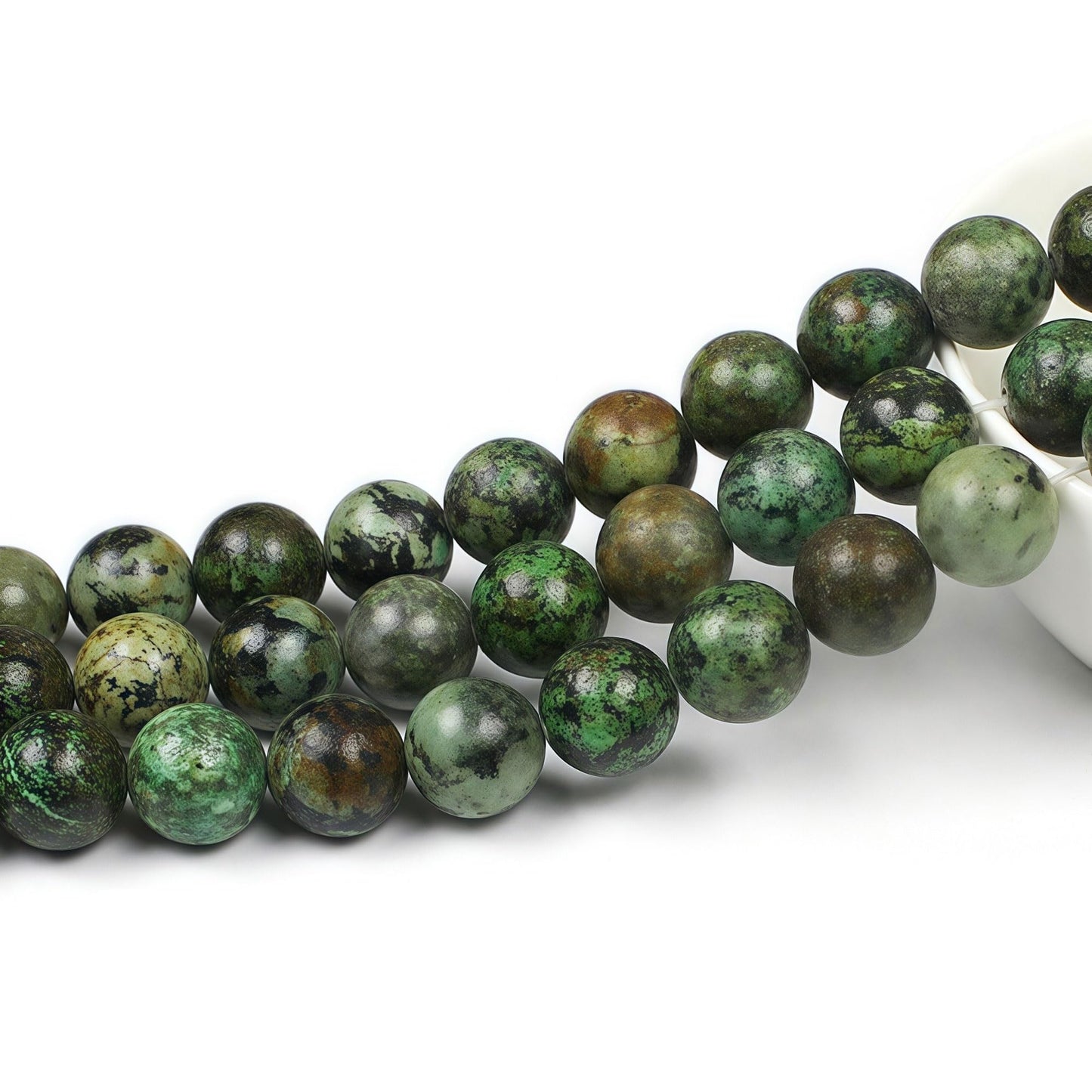 MJDCB Natural African Turquoise Beads Round Loose Stone Beads for Jewelry Making DIY Bracelet Necklace Accessory 15" (8mm)