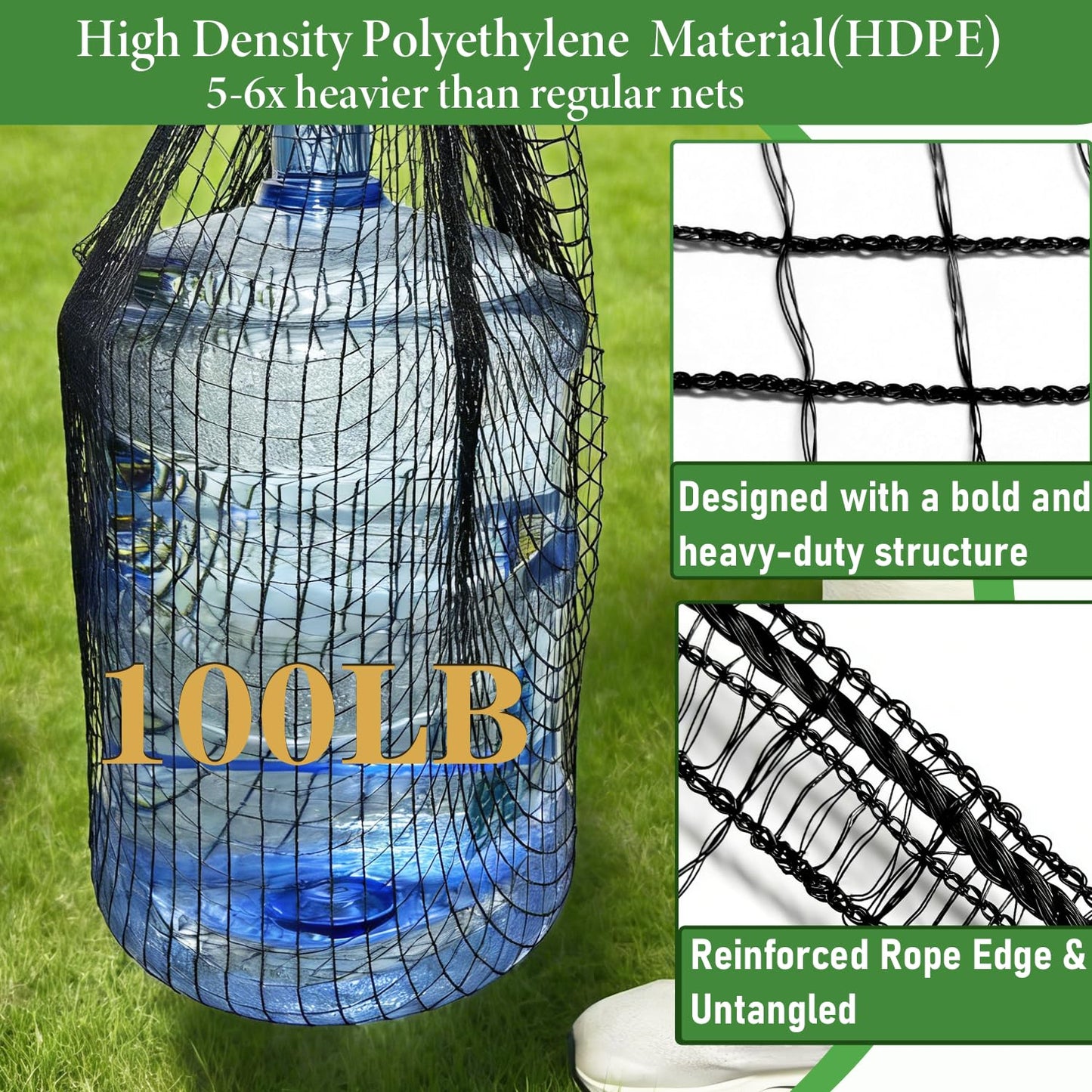 Deer Fence Netting, 4 x 75ft Heavy Duty Plastic Mesh Deer Netting, 55GSM Deer Fence for Garden, Reinforced Edges Anti Bird Netting Mesh for Trees Vegetable Raised Bed(55GSM, 4 x 75ft)