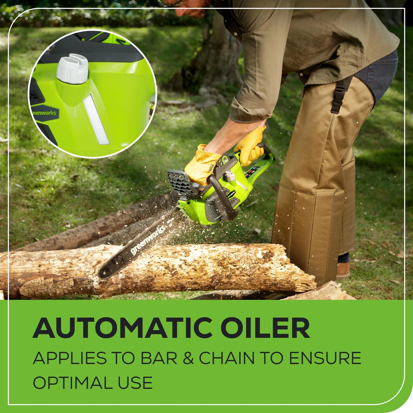Greenworks 40V 16" Brushless Cordless Chainsaw, 4.0Ah Battery and Charger Included