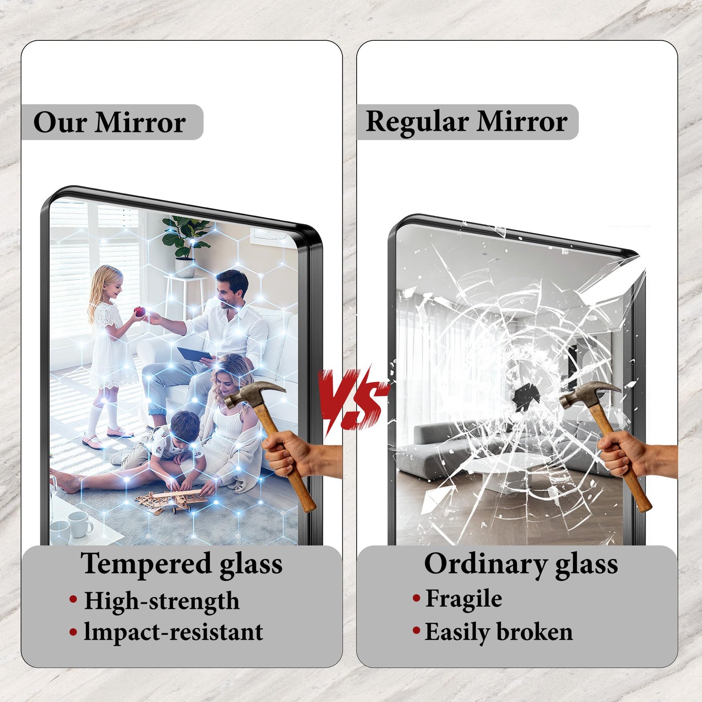 Black Metal Vanity Rounded Rectangle Bathroom Mirrors for Over Sink Wall, 55x30 Inch Large Matte Mirror, Anti-Rust, Modern Decorative for Restroom, Farmhouse