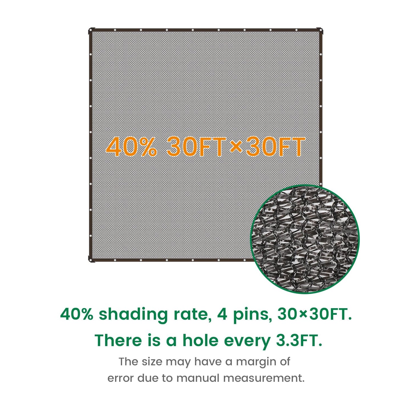 Xlimin 40% 30 X 30 FT Black Shade Cloth, Outdoor Woven Sun Shade with Grommets, Durable Breathable Netting Shading Antifreezing for Patio, Garden, DIY Home, Plants Cover, Greenhouse, Dog Kennel