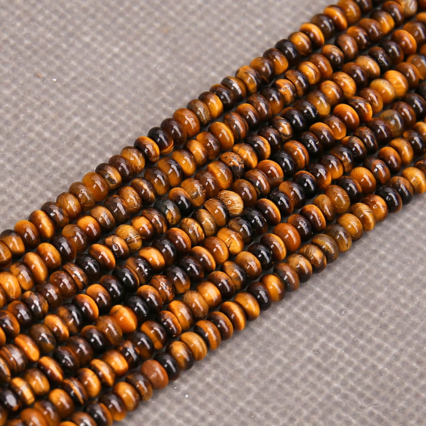 BONNY BOXX 1 Strand (150PCs) Natural 2 * 4mm Classic Tiger Eye Rondelle Beads, Natural Abacus Disk Stone Beads Loose Spacer Gemstone for DIY Bracelet Necklace Jewelry Making