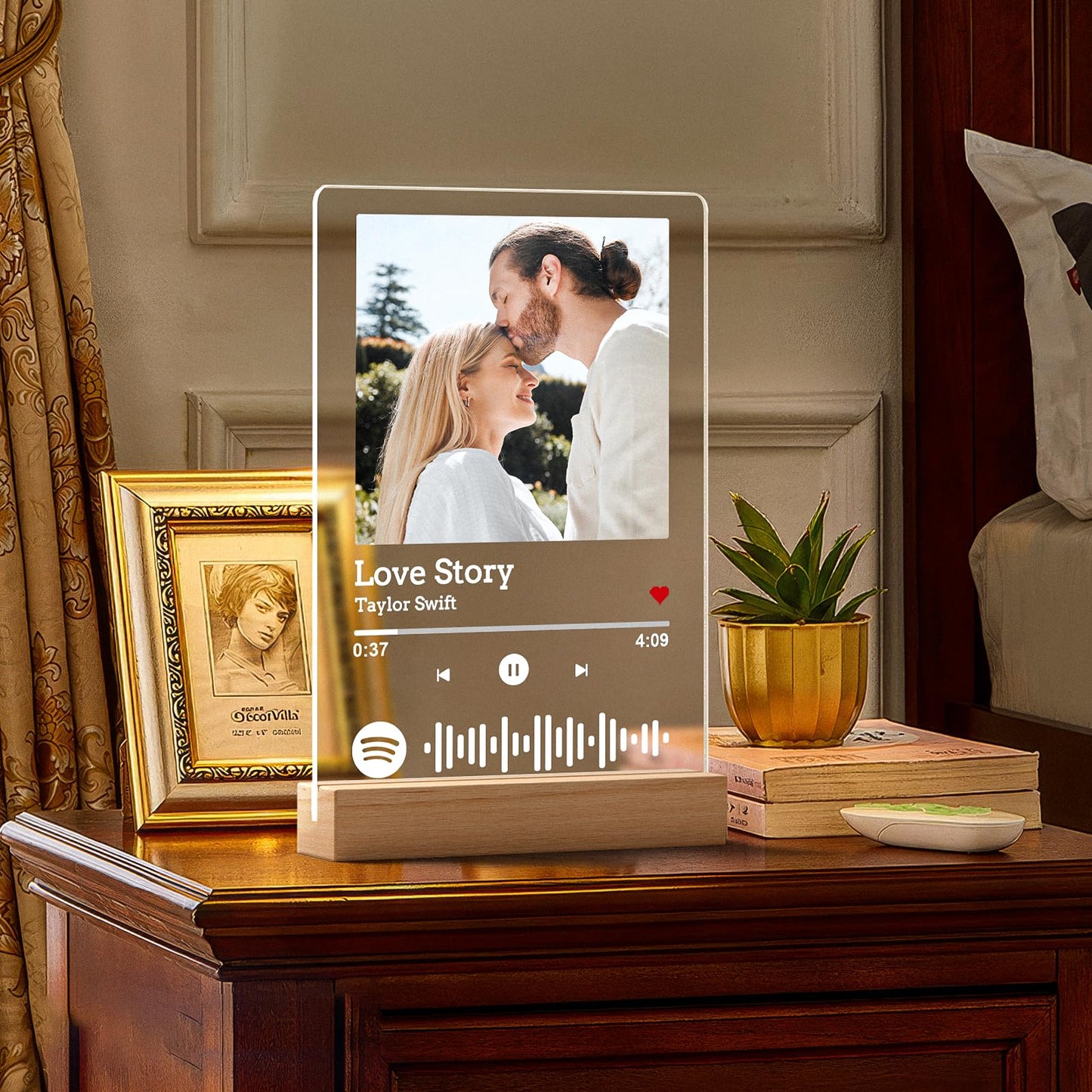 Custom Spotify Plaque, Custom Picture Frames, Personalized Acrylic Song Plaque Photo Frame, Personalized Anniversary Birthday Gifts for Women Men Her Him Girlfriend Boyfriend Couple Wife Mom Dad