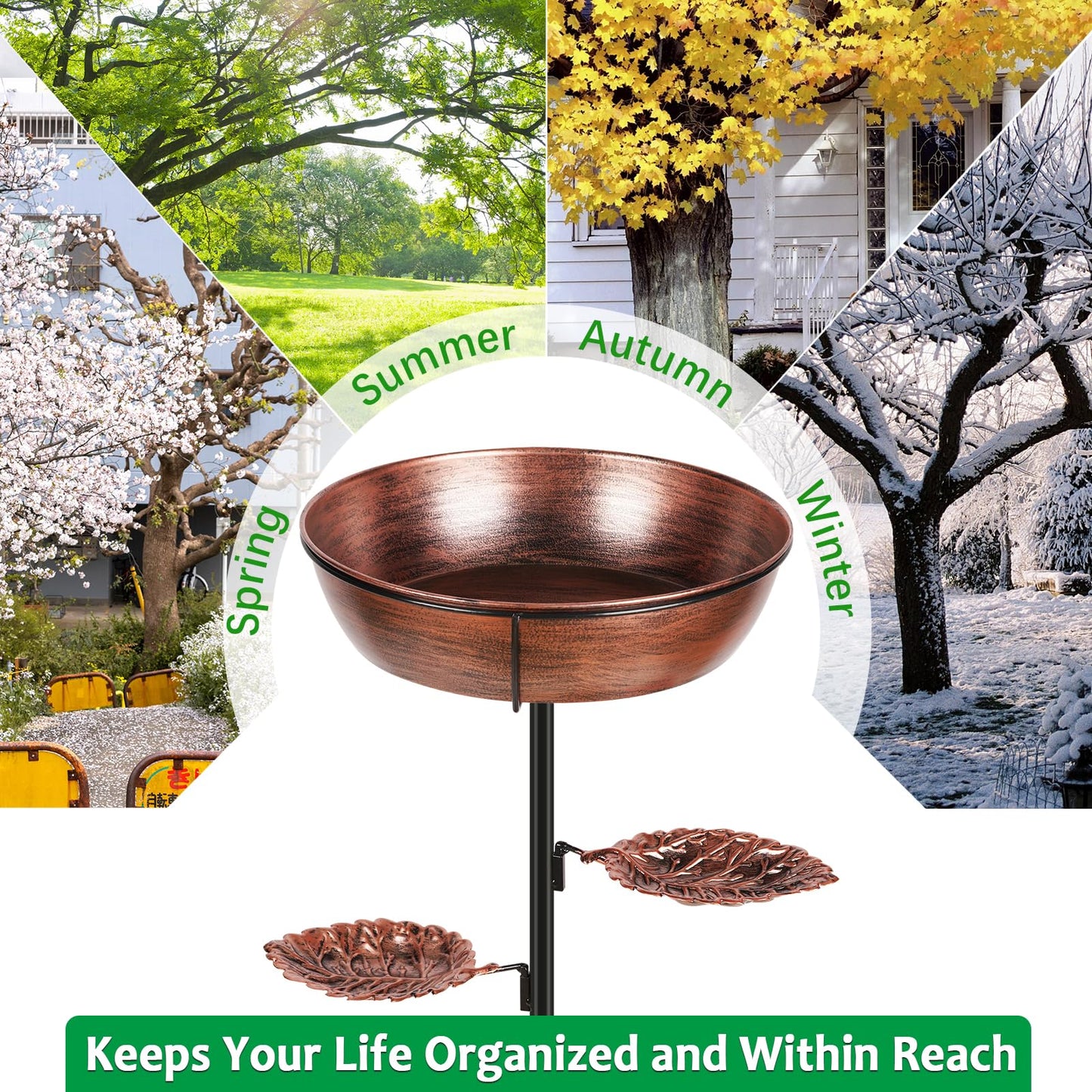 Olpchee Metal Bird Bath for Outdoor - Garden Bird Bath with Removable Bowl Heavy-Duty Base, Winter Birdbath Feeder Rust-Proof Birdbaths for Garden Yard Lawn Decor, Easy to Install(Bronze)