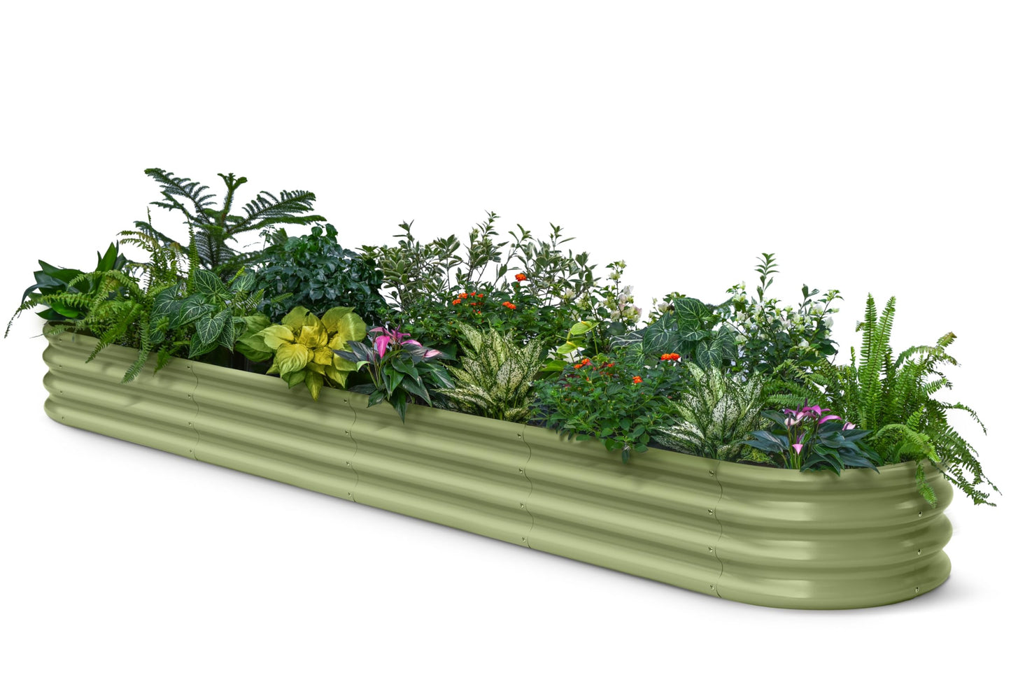 Annoell Galvanized Raised Garden Bed 10x2x1 ft, 12" Tall Metal Planter Box for Outdoor Plants Vegetable Herb, Modular Raised Flower Bed with Rust Resistant Coating Long Planter - Moss Green
