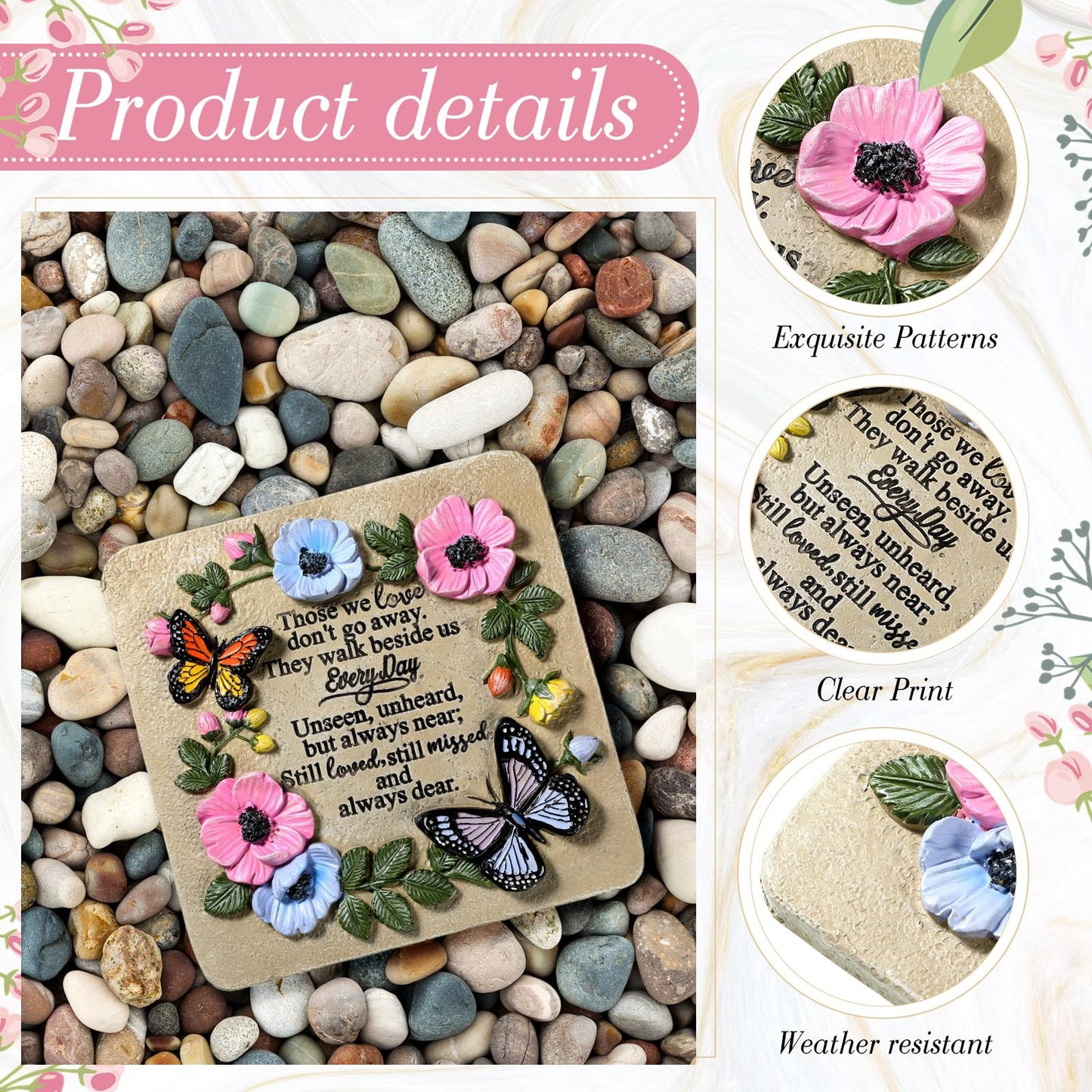 Blosssound Memorial Garden Stone Gifts for Loss of Loved One 9.8 Inch Sympathy Memorial Gifts Those We Love Don't Go Away Condolence Bereavement Plaques for Homes, Lawn and Garden Stepping Stone