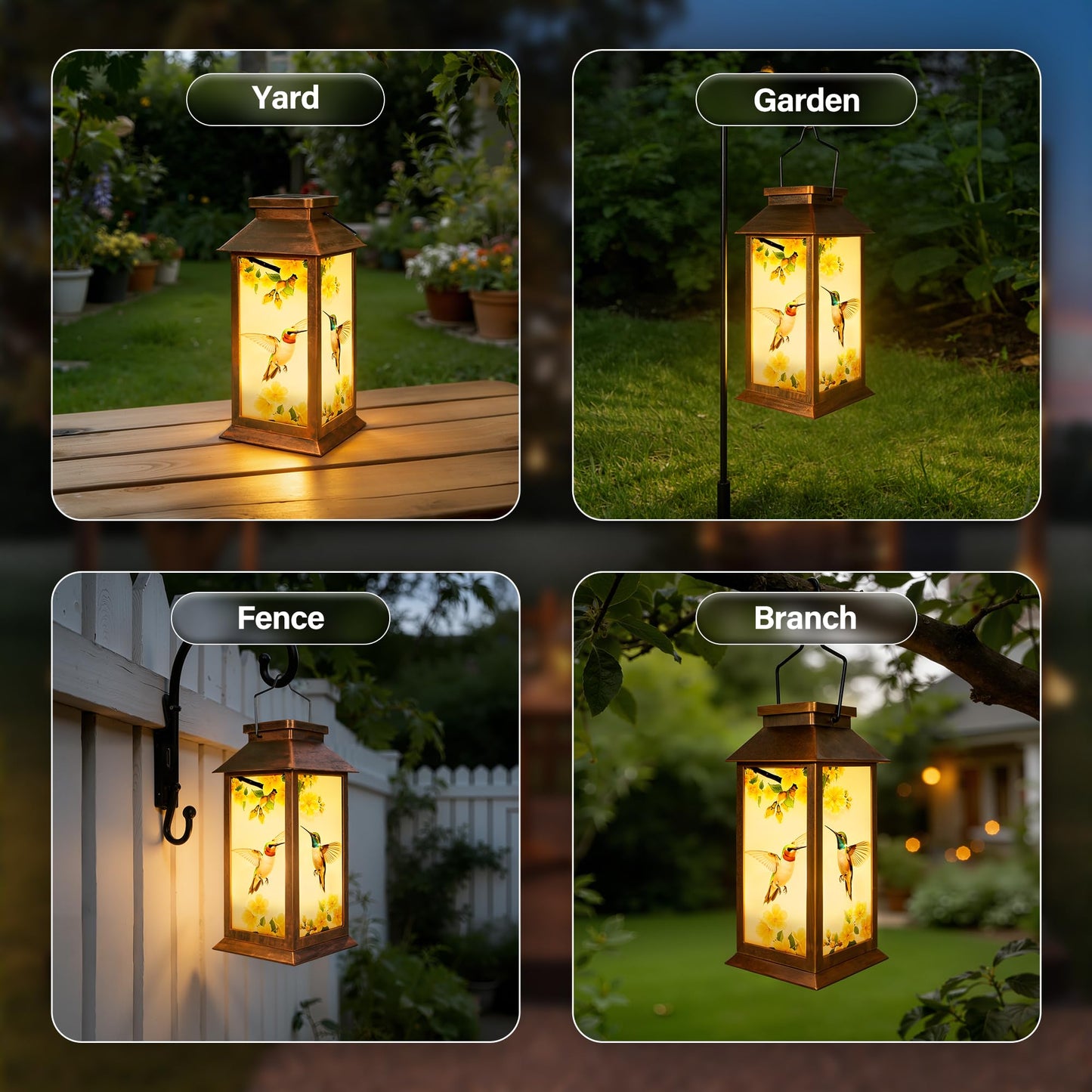 Ccinny Mothers Day Gifts, Solar Lanterns Outdoor Waterproof, Hummingbird Garden Decor Birthday Gifts for Women Mom Grandma, LED Hanging Solar Lights for Outside Yard Patio Lawn Porch
