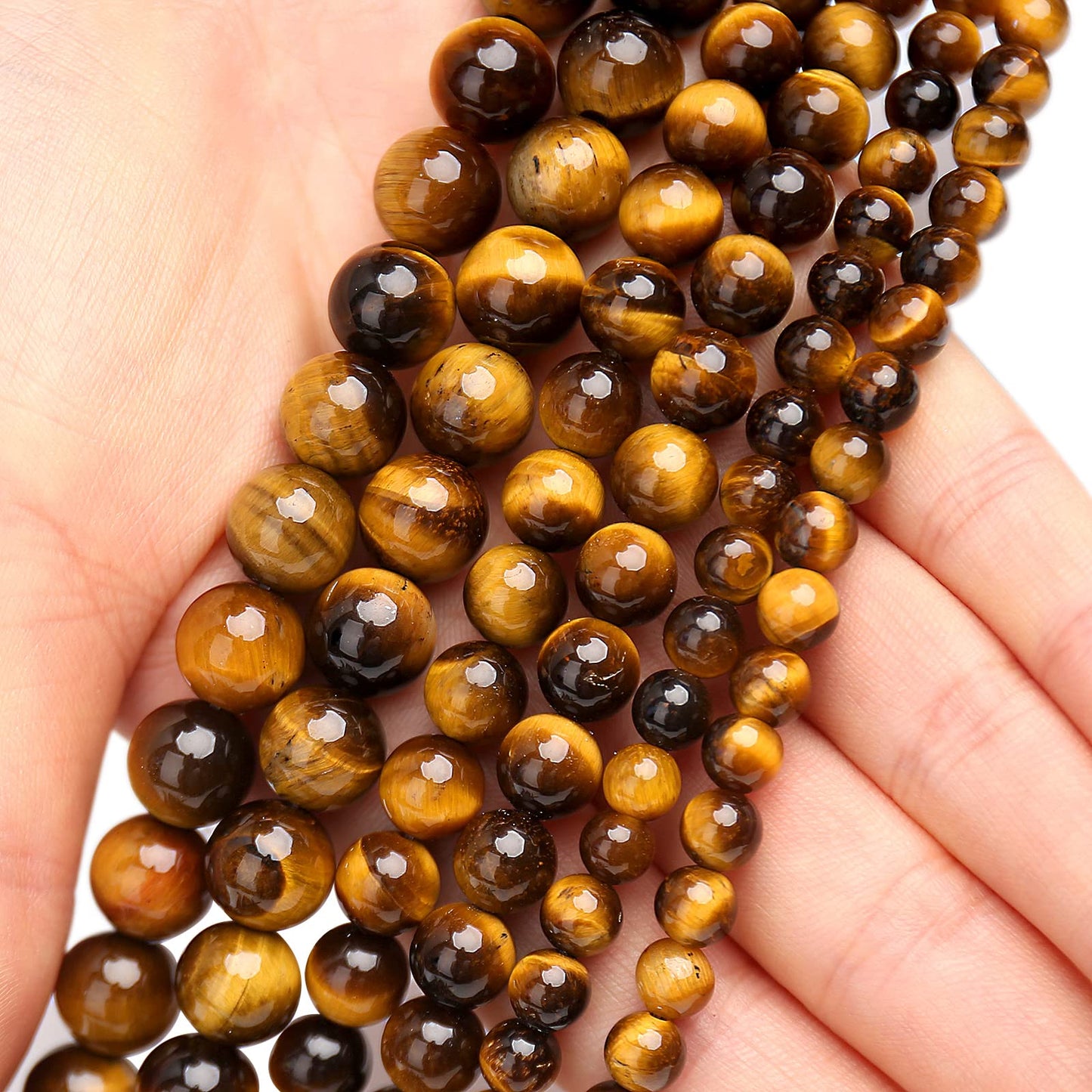 Natural Classic Tiger Eye Beads, Grade AAA Gemstone Round Loose Beads 10MM 40PCs Bulk Lot Options, Semi Precious Stone Beads for Jewelry Making