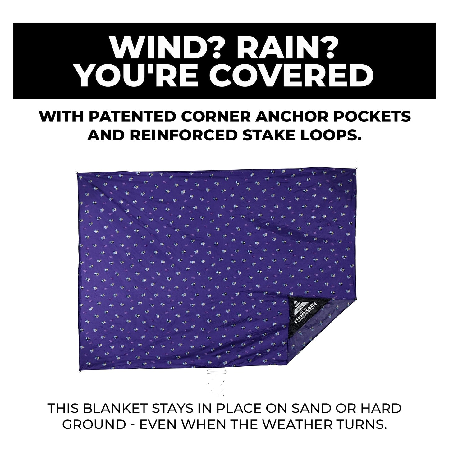 GRAND TRUNK Adventure Sheet Outdoor Blanket | Sand-Proof, Water-Resistant Beach & Picnic Blanket for Camping & Travel | Lightweight, Compact 7' x 7' | Cabo