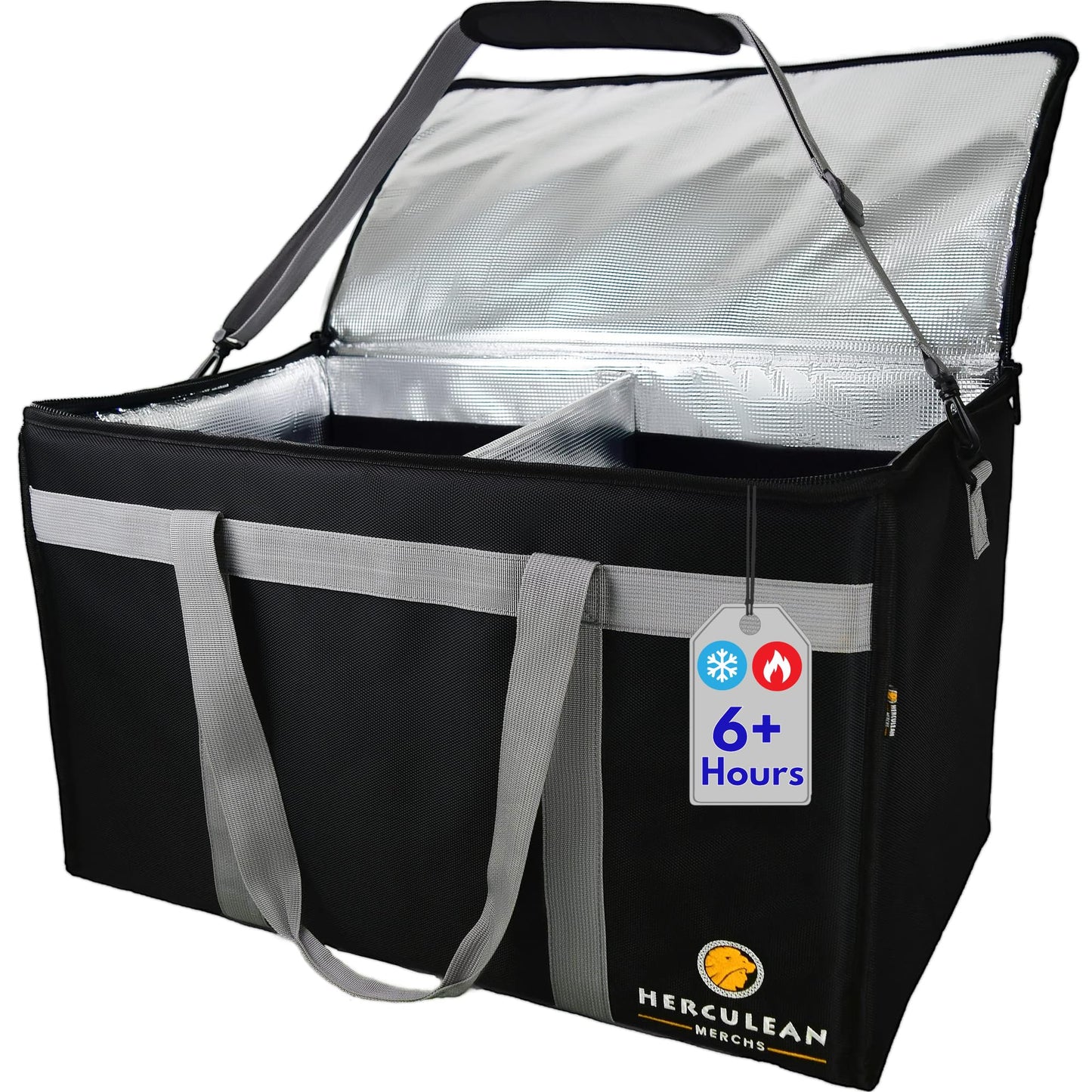 Herculean Premium Insulated Food Delivery Bag with YKK Zipper – Large Commercial Catering Bag for Food Transport – Hot and Cold Thermal Food Bag – Ultra Durable Hot Food Carriers for Takeaway Delivery