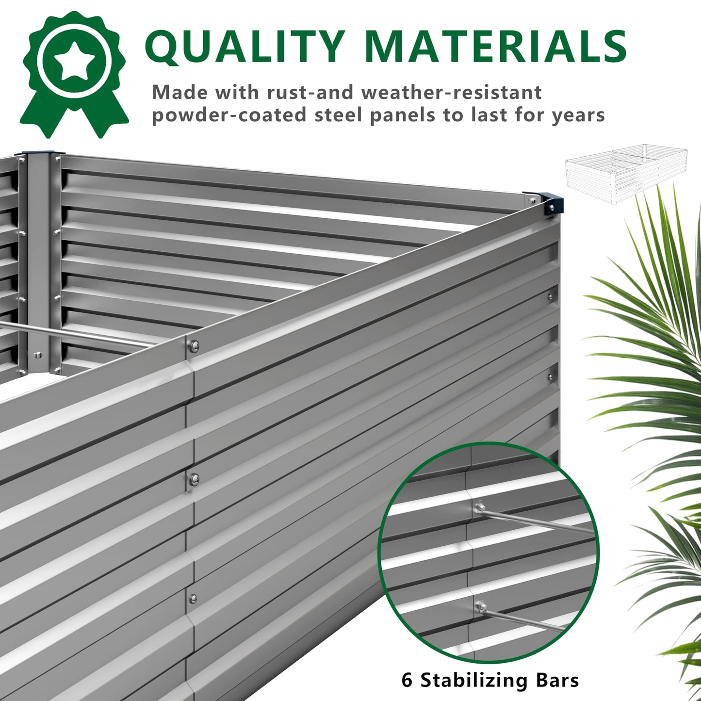 DIIYIV 12x2x1.5FT Galvanized Raised Garden Bed,Vegetable Boxes-Rectangle Metal Flower Box,Large Planter Raised Beds Outdoor Garden for Planting,Fruit,Herb-Silver
