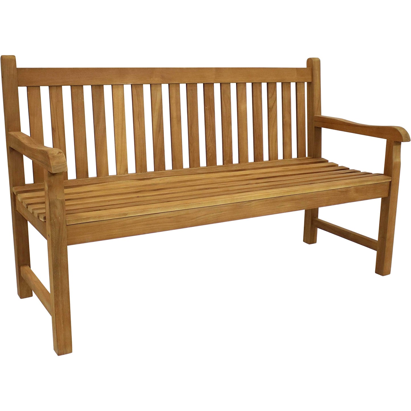 Sunnydaze 2-Person Outdoor Bench for Front Porch or Park - Wooden Teak Patio Garden Bench with Backrest - 675 lb Weight Capacity - 60"