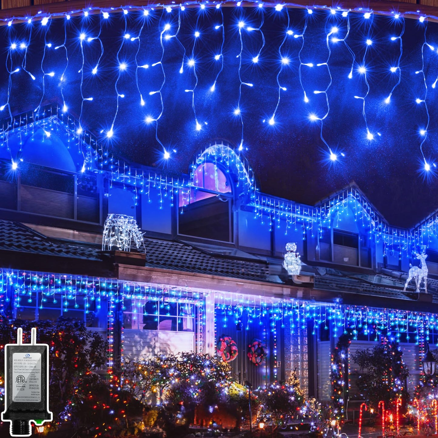 66FT 670 LED Christmas Lights 148 Ice Drops, 12 Lighting Modes and Timer Memory Dimmable, Outdoor Waterproof Hanging String Light for Xmas Holiday Wedding Garden Fence House Tree Outside Decor (Blue)