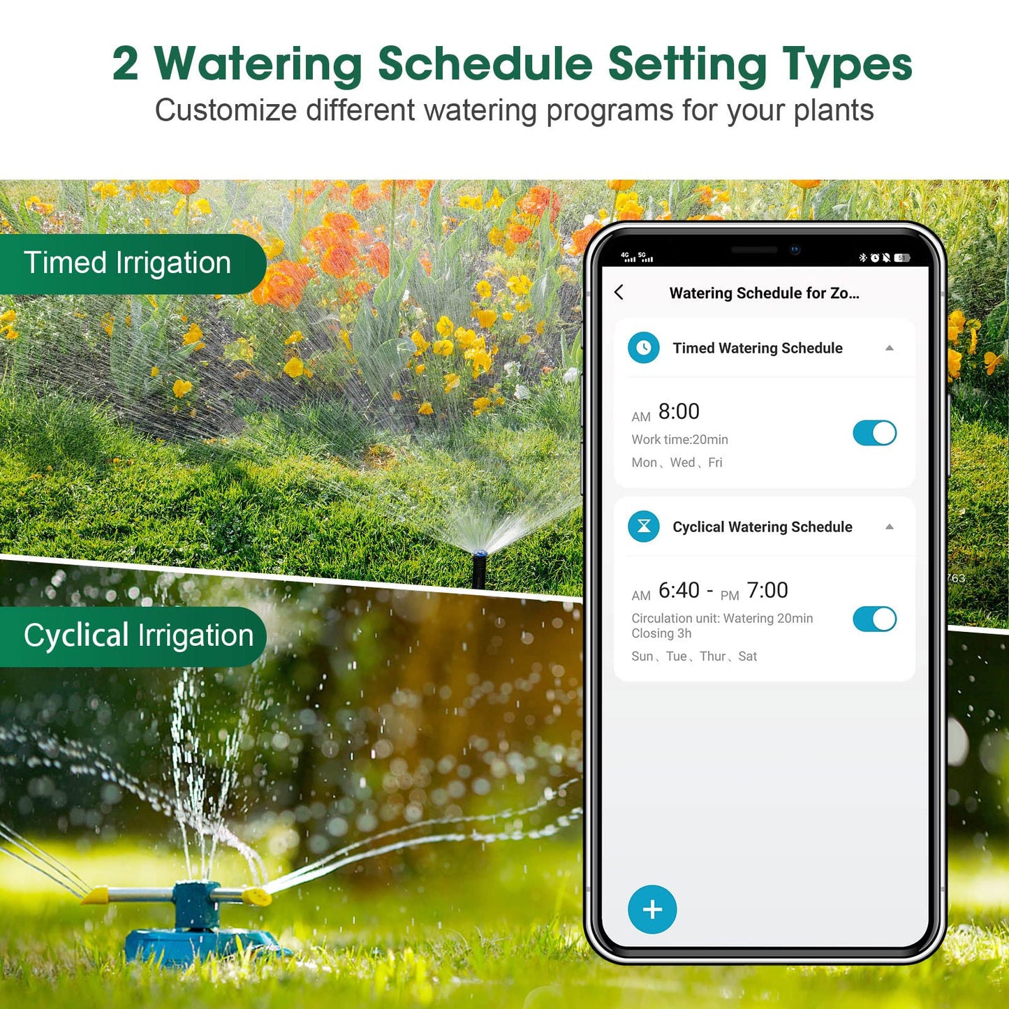 Smart Hose Watering Timer with Wi-Fi Hub, Automatic Irrigation System Controller for Lawns and Yard, Compatible with Alexa