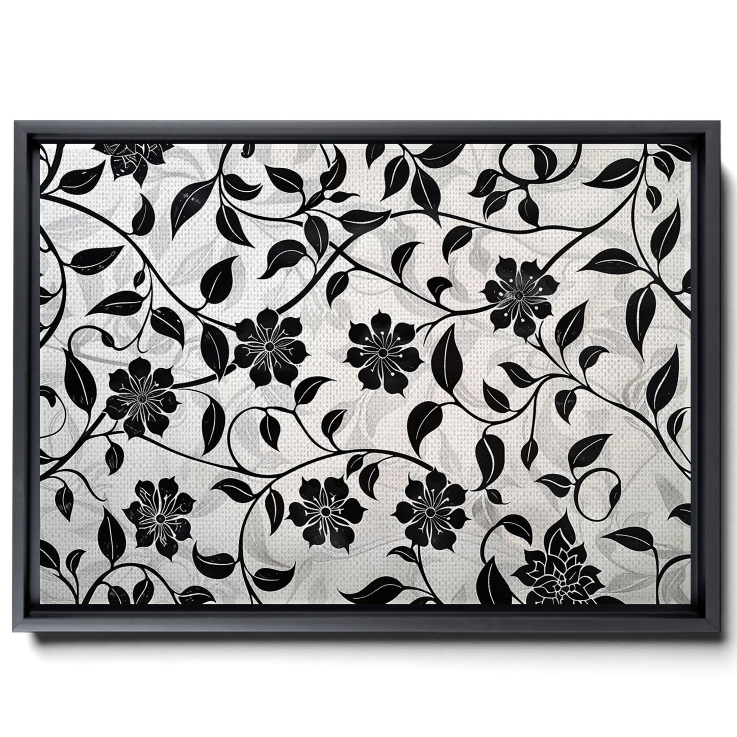 Canvas Print Scandinavian Folk Art Black and Beige Abstract Botanical Wall Art for Scandinavian Home Decor Wall Art, Decor