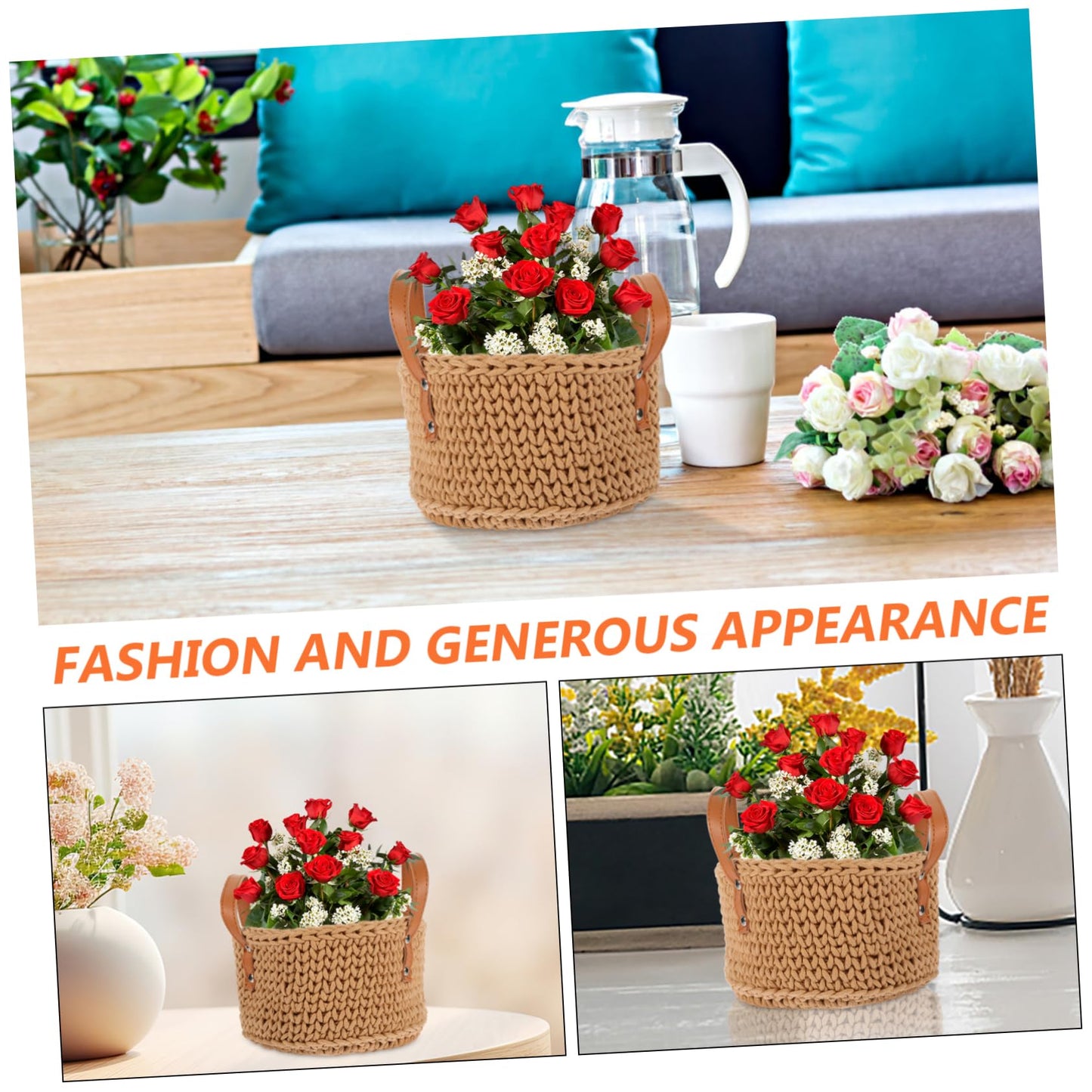 STOBAZA 1pc Cotton Rope Basket Woven Storage Basket Natural Rope for Home Organization