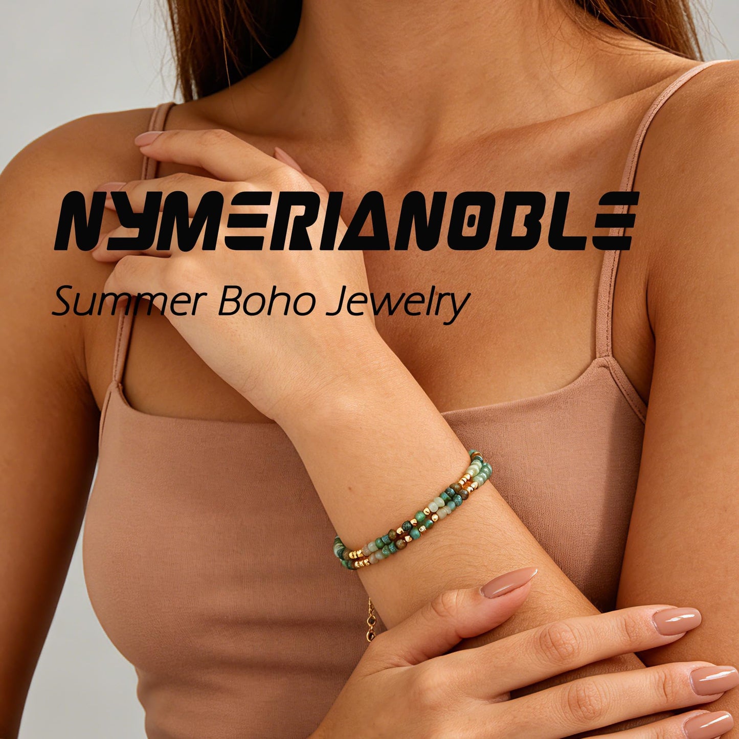 Nymerianoble Healing Crystals Green Bracelets for Women, Gemstone Bracelet Stress Relief Gifts Natural Stone Bracelet Spiritual Gifts for Women Gls Sister