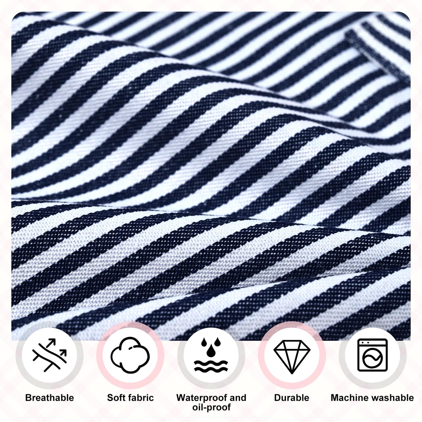 ZAIORD 2Pack Adjustable Kitchen Apron for Women Men with 2 Pockets，Cotton-Polyester Blend Bib Aprons for Cooking,Baking