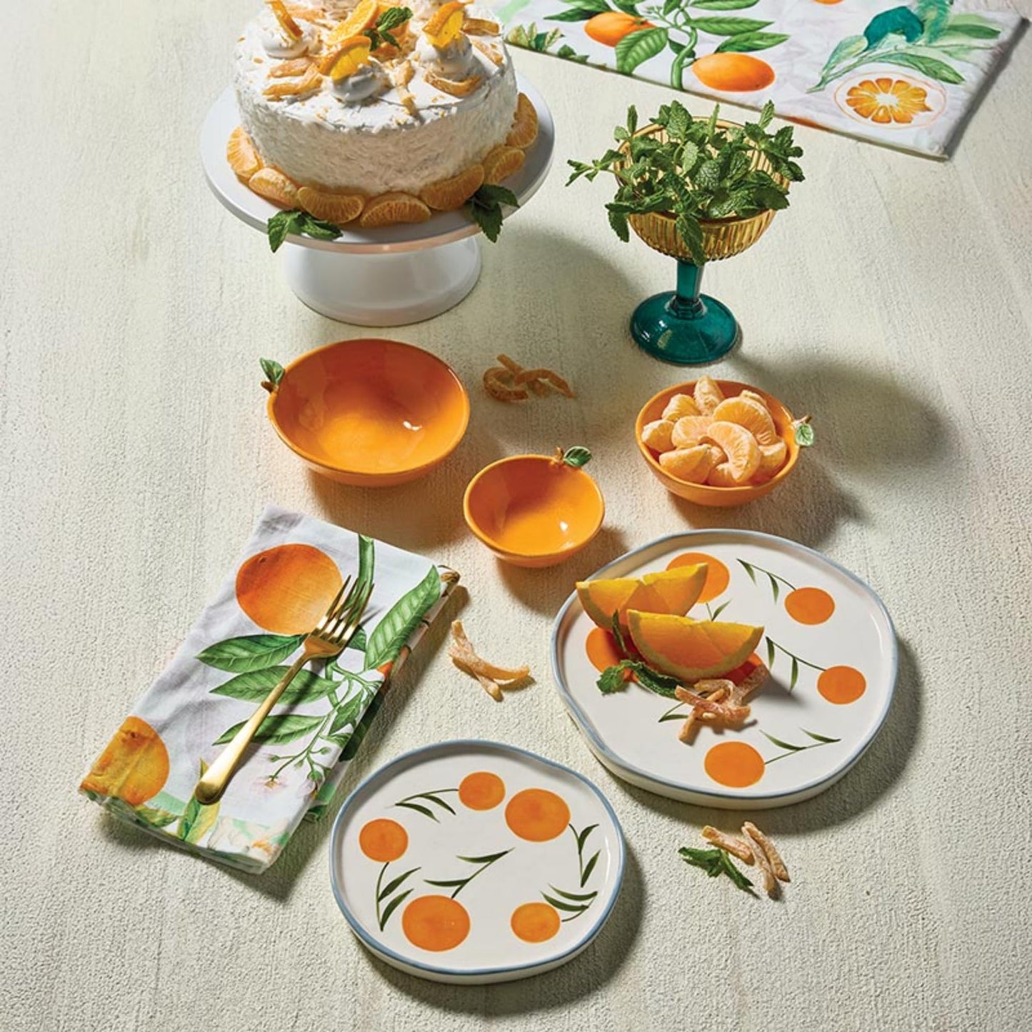 47th & Main Hand-painted Decorative Plate, 6.5" Diameter, Oranges