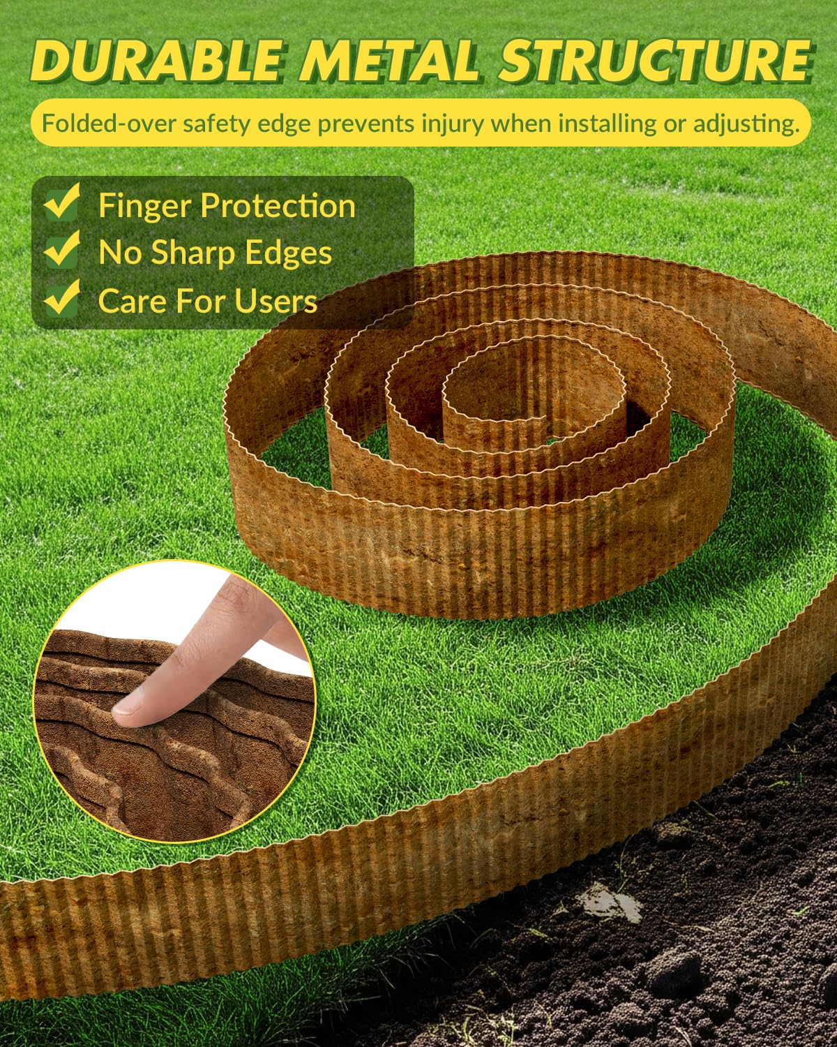 Velway Corrugated Metal Garden Edging - 6" H x 40Ft Sturdy Landscape Edging Border for Lawn, Flower Bed, Paver Edging and Garden Fence - Rusty