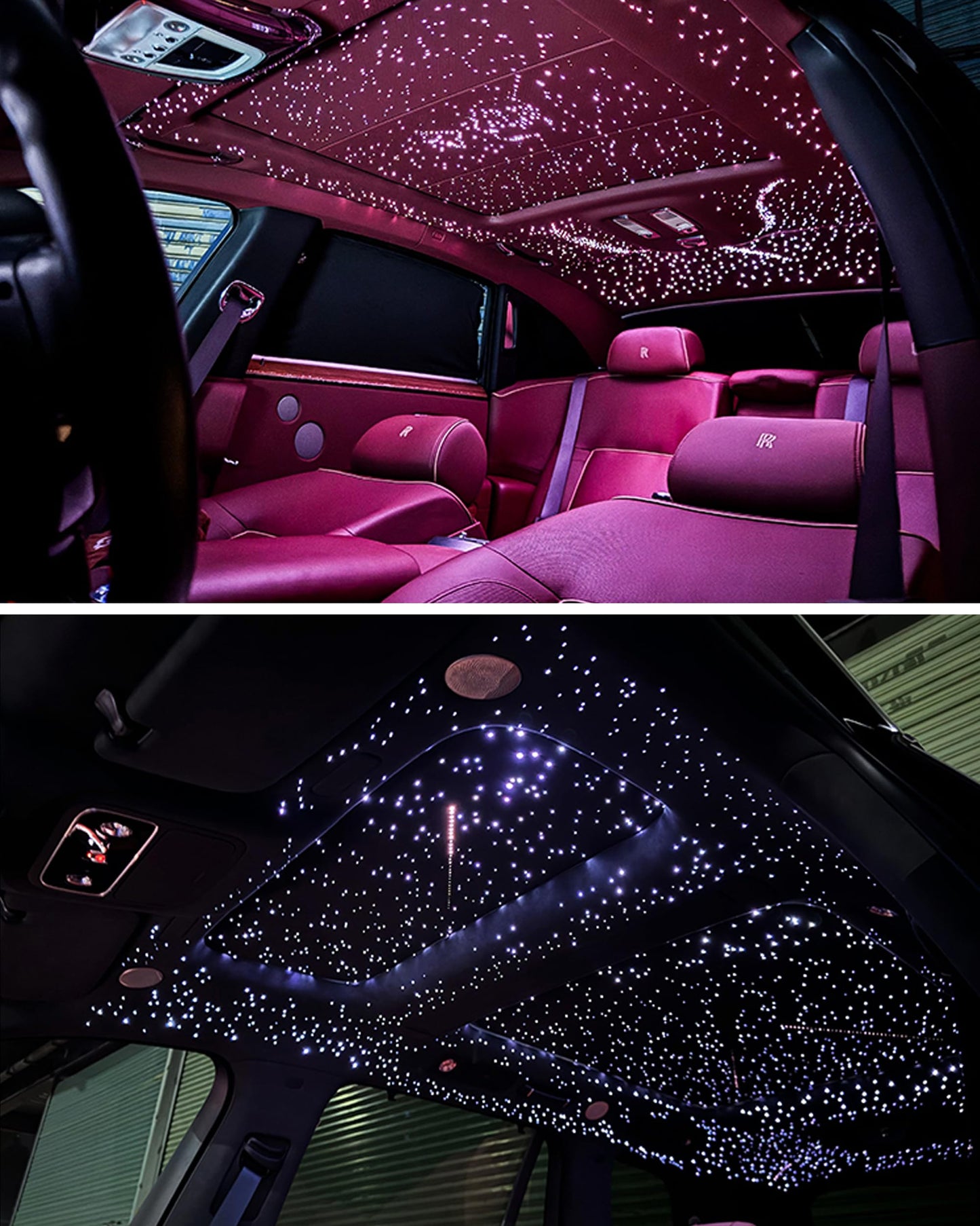 DIICRIN Starlight Headliner Kit for Car, 750pcs 0.03in x 9.8ft Fiber Optic Star Lights with 16W RGBW, 200 White Shooting Stars, App & Remote Control Car Ceiling Projector