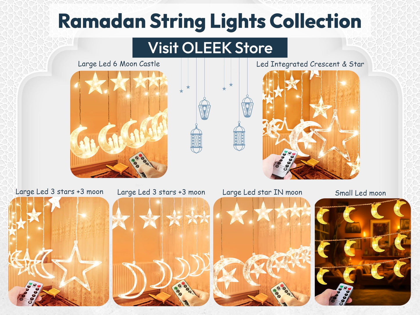 OLEEK Ramadan Lights Decorations - Ramadan Decorations for Home 2026 - Ramadan Decoration Lights - Ramadan Gifts for Kids - Ramadan Decor - Ramadan String Lights زينه رمضان - Ramadan led Lights
