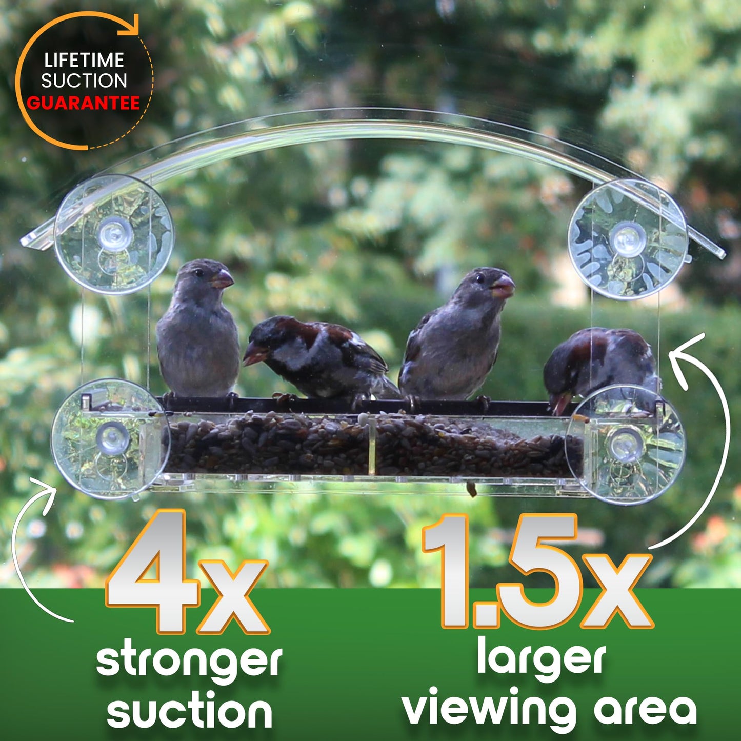 Window Bird Feeder with Strong Suction Cups - (Upgraded 2026 Model) Clear Acrylic Feeder Window for Cats Bird House Gift