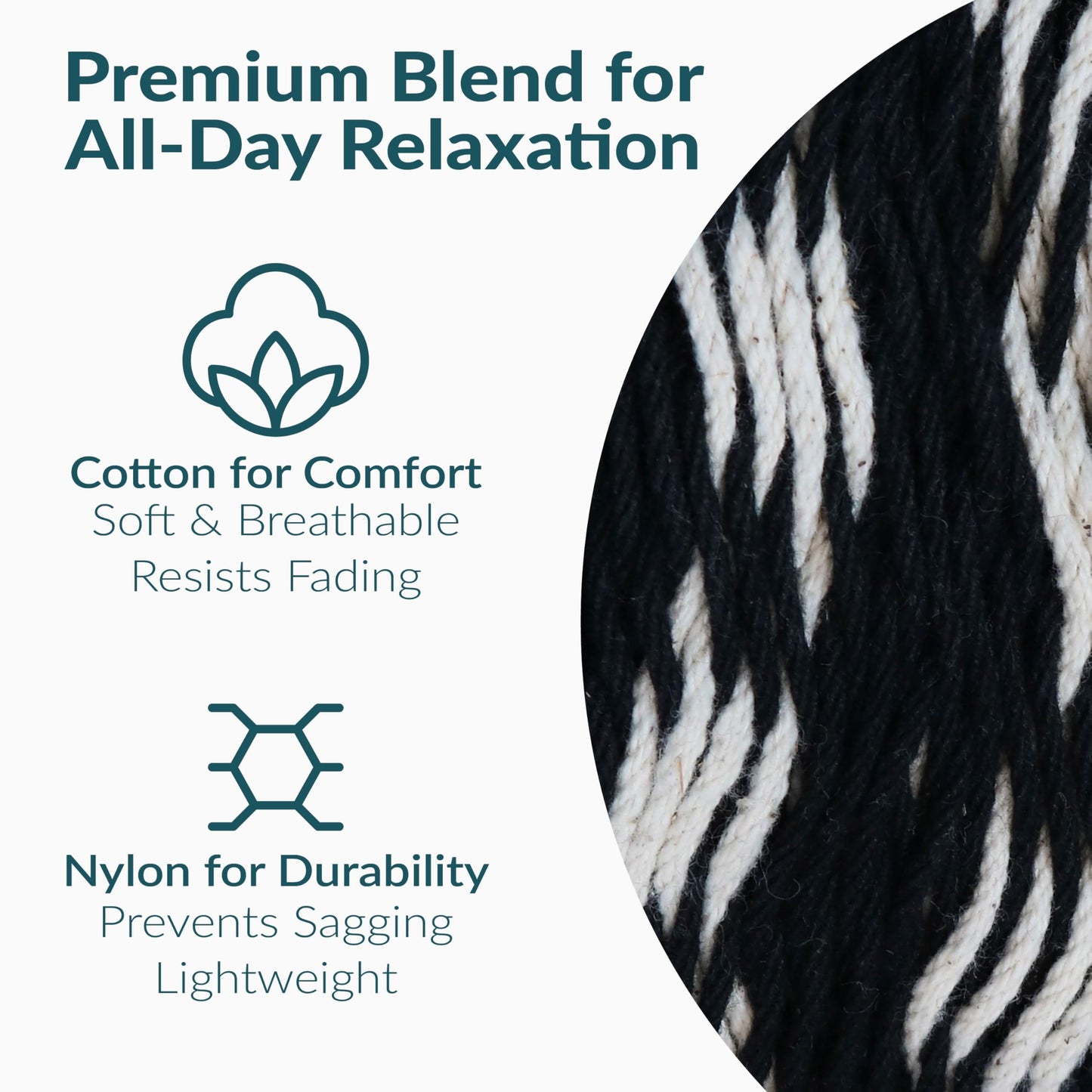 Sunnydaze Handwoven XXL Thick Cord Mayan Double Hammock for Outside - 625-Pound Capacity Heavy-Duty Outdoor Hammock - Black/Natural