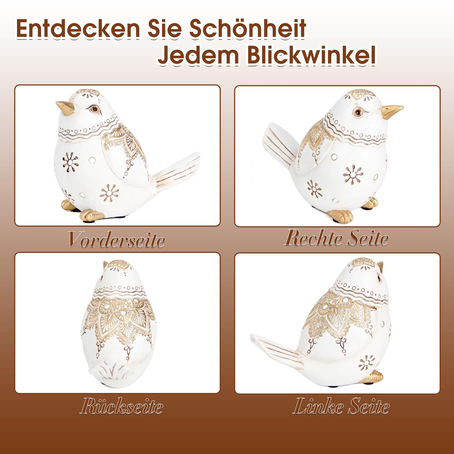 Xintim Bird Statue for Home Decor Accents Boho White Bird Figurines for Shelf Living Room Bedroom Centerpiece Table, Decorative Birds Sculpture, Animal Decor Gifts for Bird Lovers, Women
