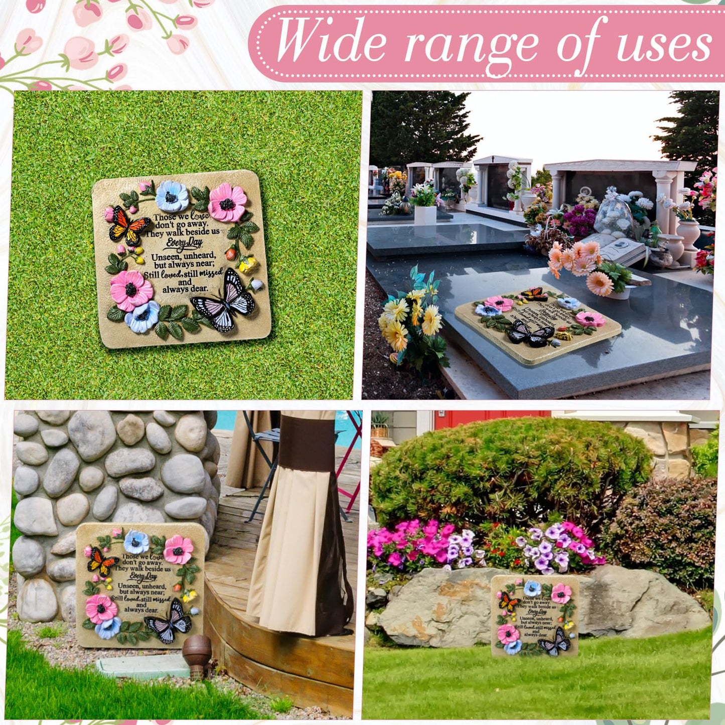 Blosssound Memorial Garden Stone Gifts for Loss of Loved One 9.8 Inch Sympathy Memorial Gifts Those We Love Don't Go Away Condolence Bereavement Plaques for Homes, Lawn and Garden Stepping Stone