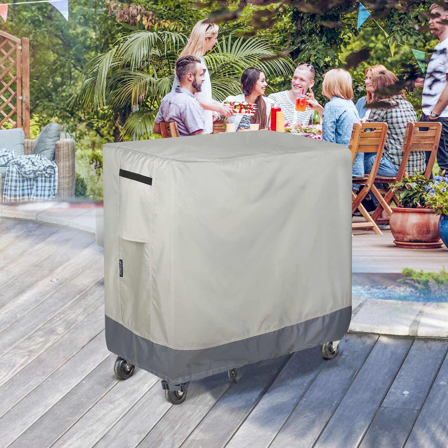 STEECA Waterproof Cooler Cart Cover Fits 65-80 Quart Patio Party Ice Chest Rolling Cooler, 32L x 18W x 32H inch