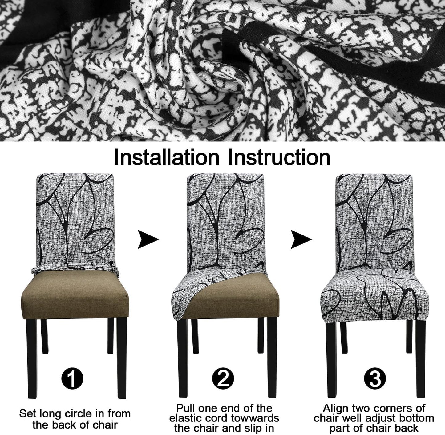 Keyroal Dining Room Chair Covers Set of 1, Stretch Printed Parsons Chair Slipcovers Spandex Removable Washable Kitchen Chair Protector Cover for Dining Room, Hotel, Ceremony