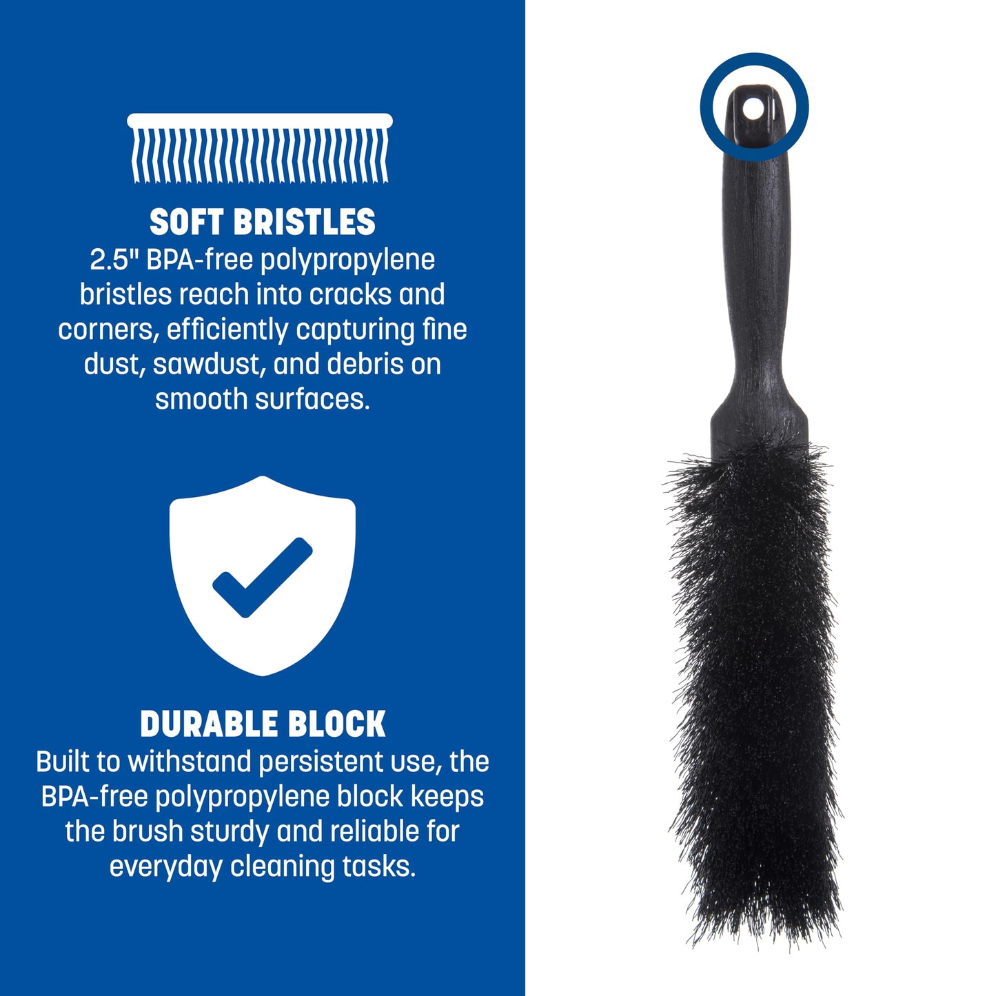 Carlisle FoodService Products 3625803 Fireplace/Bench Brush, 8", Black