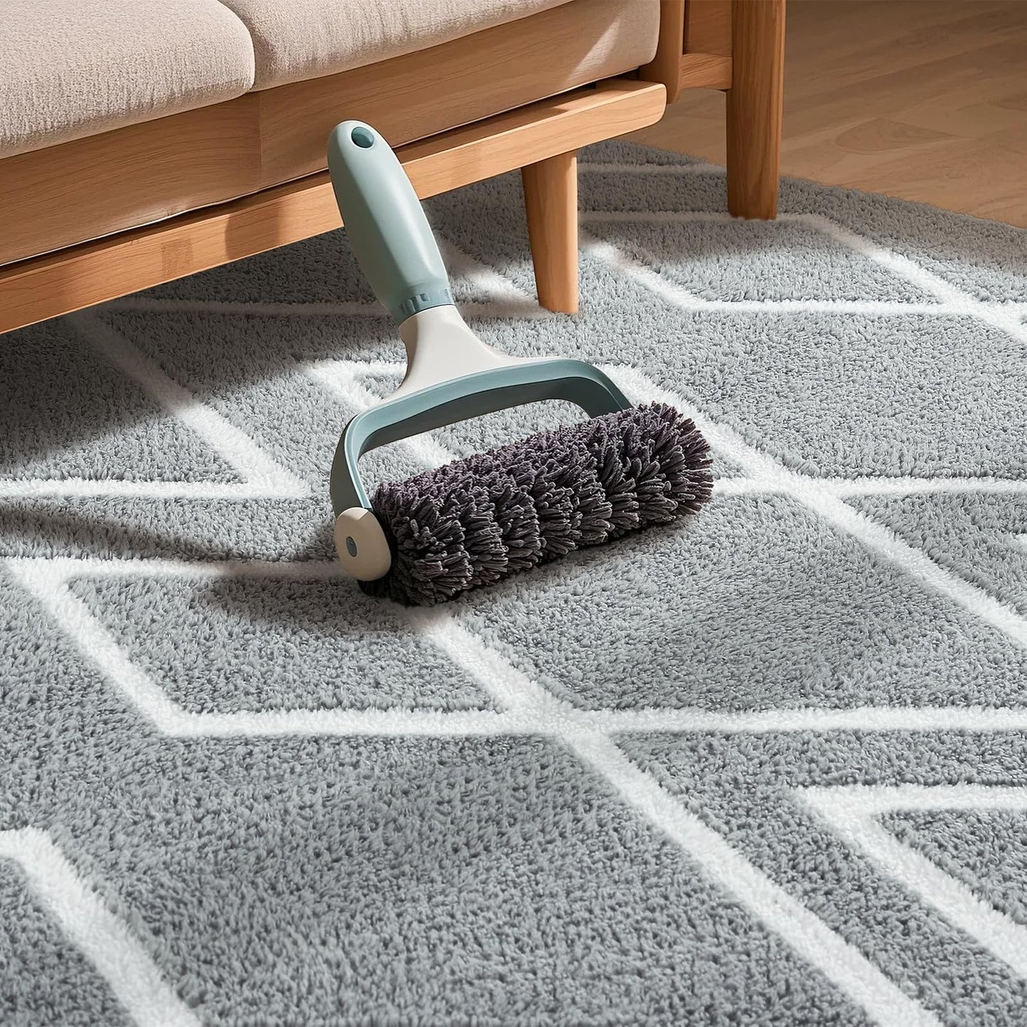 Rtizon Soft Runner Rug, 2x6Ft Moroccan Non-Slip Carpet for Bedroom, Geometric Small Area Rugs with Memory Foam for Living Room Office Bedside Dorm Hallway, Grey and White