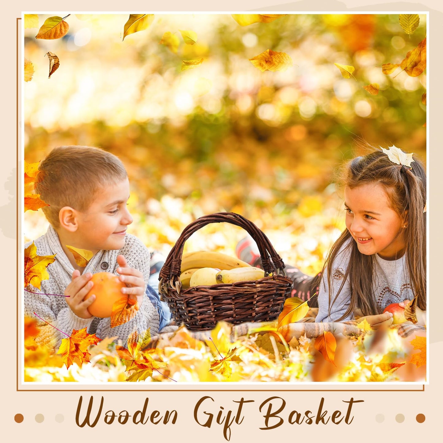 Sintuff 6 Pcs Wicker Picnic Basket with Handle Garden Harvest Empty Easter Eggs and Candy Basket Oval Willow Woven Storage for Organizing, Fruit Egg Storage Gathering Wedding Gifts (Dark Brown)