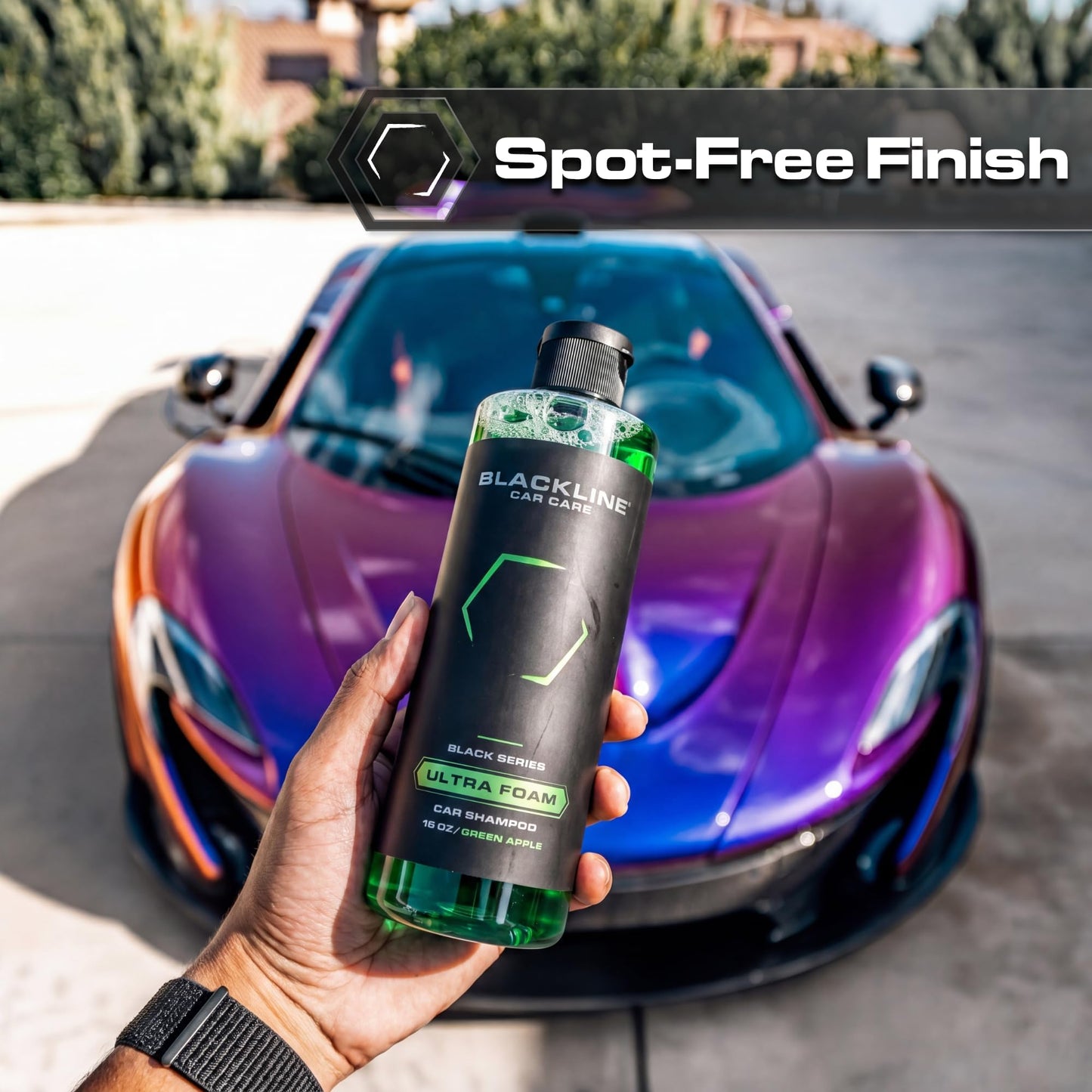 Blackline Automotive Extreme Foaming Car Shampoo - Extreme Ultra Foam Perfect for Ceramic Coatings - Compatible with Foam Cannon for Pressure Washer (16 FL Oz, Green Apple)