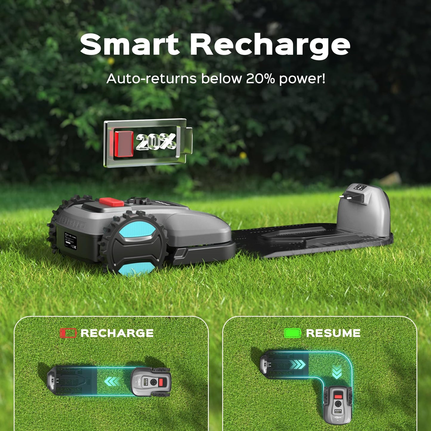 2026 New Robot Lawn Mower with App Control – Features Adjustable Cutting Height, Auto-Charging, Obstacle Detection and Brushless Motor for Lawns Up to 1/8 Acre, Dark Gray