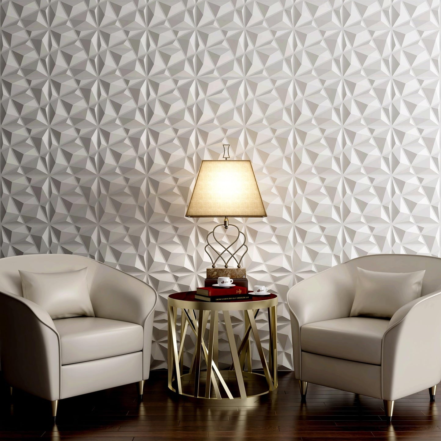 MIX3D 33 Pack 3D Wall Panels, Modern Diamond Textured Design for Interior Wall Decor in Living Room Bedroom Game Room Office Hotel, White, 12'' x 12'' Cover 32 Sq. Ft