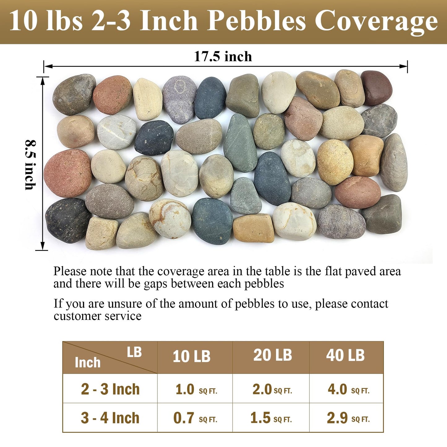 FANTIAN 20 lbs Natural River Rocks Mexican Beach Pebbles, 2-3 Inch Decorative River Rocks for Landscaping Garden Paving Plant Rocks Crafting Walkways and Outdoor Decorative Stone