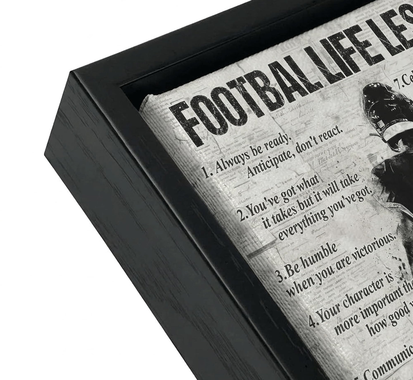 Framed Fotball Sports Canvas Wall Art Football Life Lessons Wall Decor Picture Inspirational Quotes Motivational Boy Poster Print Painting for Gym Bedroom Living Room Decoration Prepare To Hang